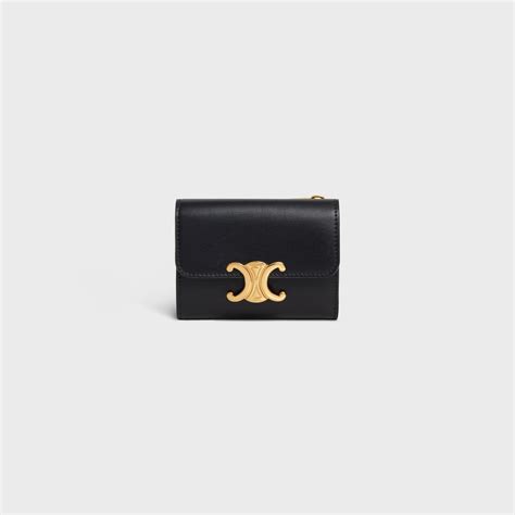 celine triomphe compact wallet|celine compact wallet with coin.